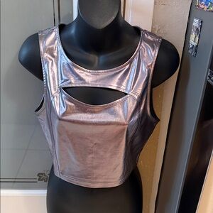 Alegria Shimmering Silver Crop Top